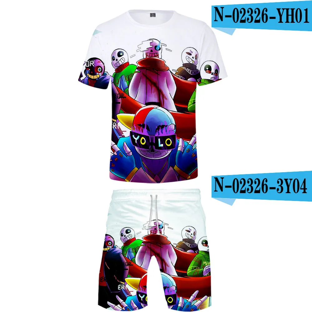 hot Frdun Tommy Undertale two piece set Summer Cool Men's tshirt and Beach shorts Harajuku streetwear harajuku Short Sleeve Sets - Цвет: E