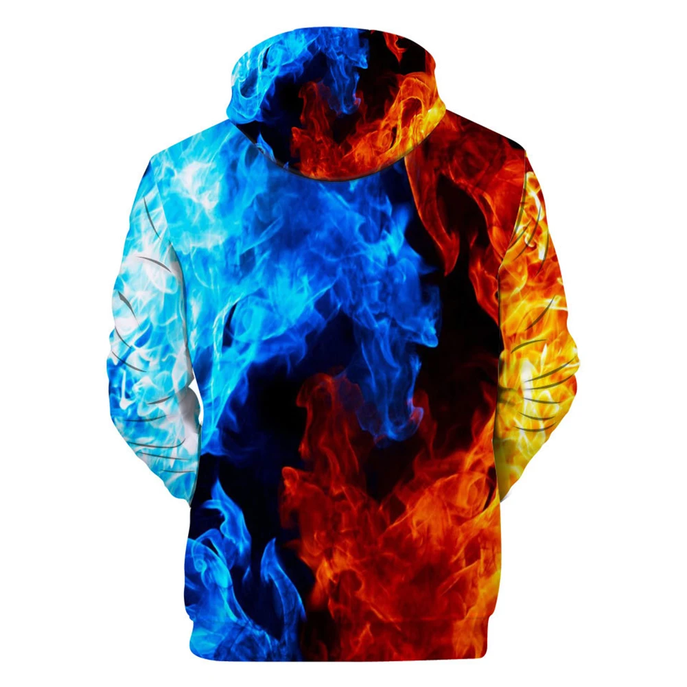 Для мужчин 3D цифровой огонь принт с капюшоном толстовка с карманом на завязках с капюшоном пальто осень Для мужчин Толстовка Для женщин; толстовки; верхняя одежда; популярная одежда