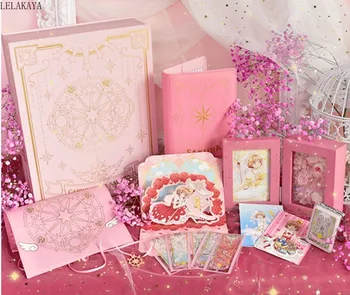 

Card Captor Sakura Anime Action Figure Pink Notebook Bookmark Greeting Cards Gift Box Set Tarot Kullo The Clow Collection card