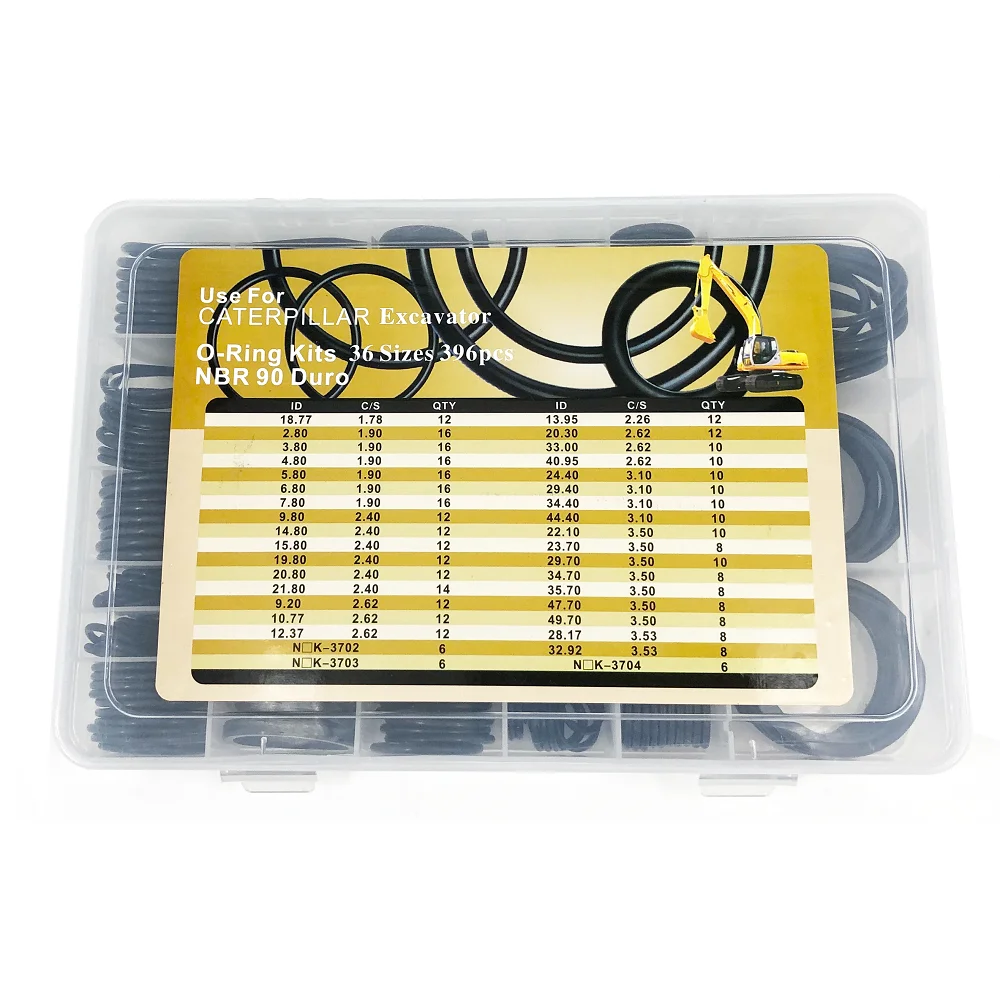 O-Ring Kit for Excavator Caterpillar 36 size 396pcs Nitile 90 Shore Seal O Ring KIT | Автомобили и мотоциклы