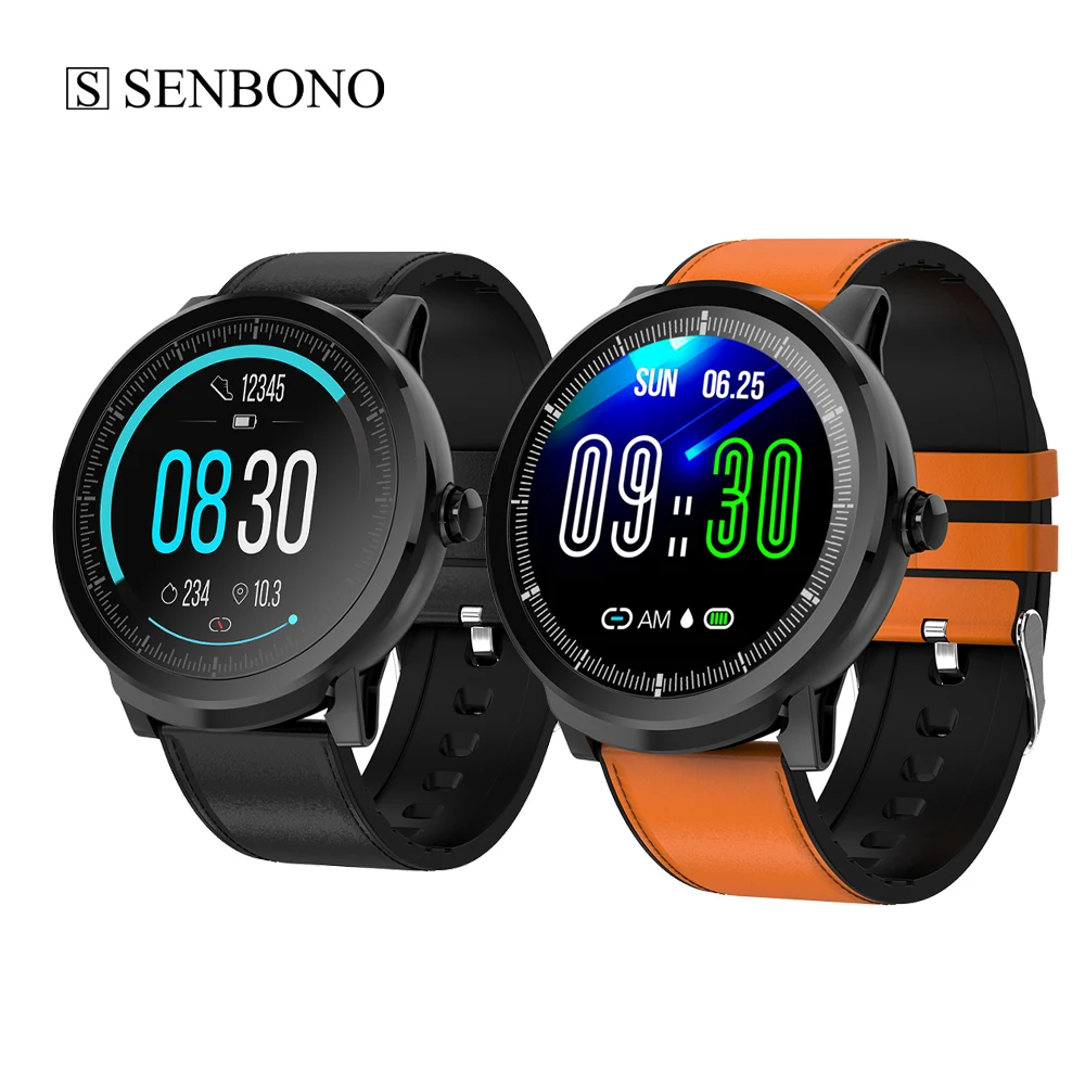 SENBONO-reloj inteligente IP67 para hombre y mujer, deportivo, resistente al agua, rastreador deportivo de ritmo cardíaco, redondo, para IOS y Android