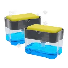 Soap Dispenser Pump With Sponge Manual Press Cleaning Liquid Dispenser Container Manual Press Soap Organizer Kitchen Tool