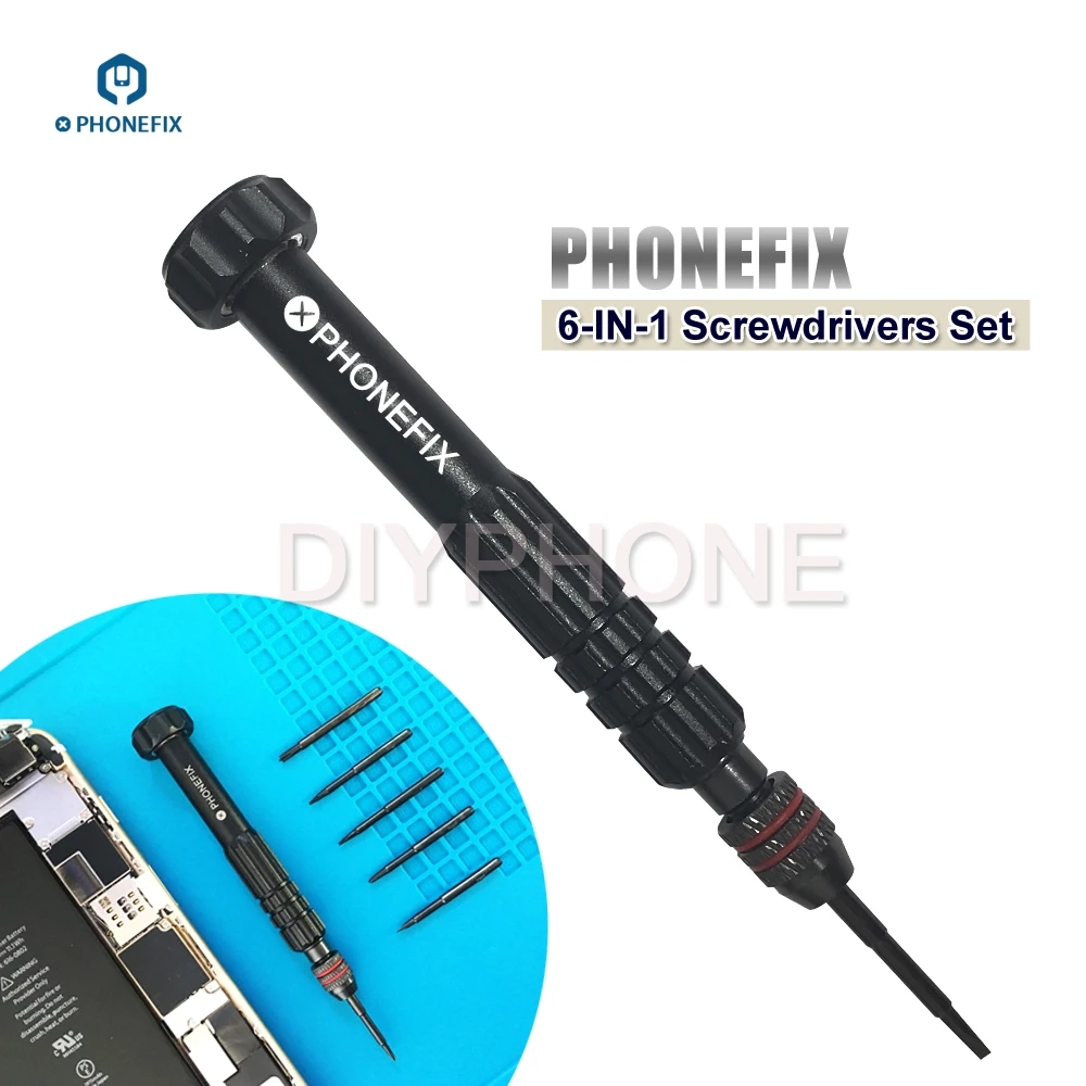 

PHONEFIX Screwdriver Set 6 in 1 Precision Screwdriver Kit Magnetic Replaceable Bits Repair OpeningTool For iPhone 5 6 7 8Plus