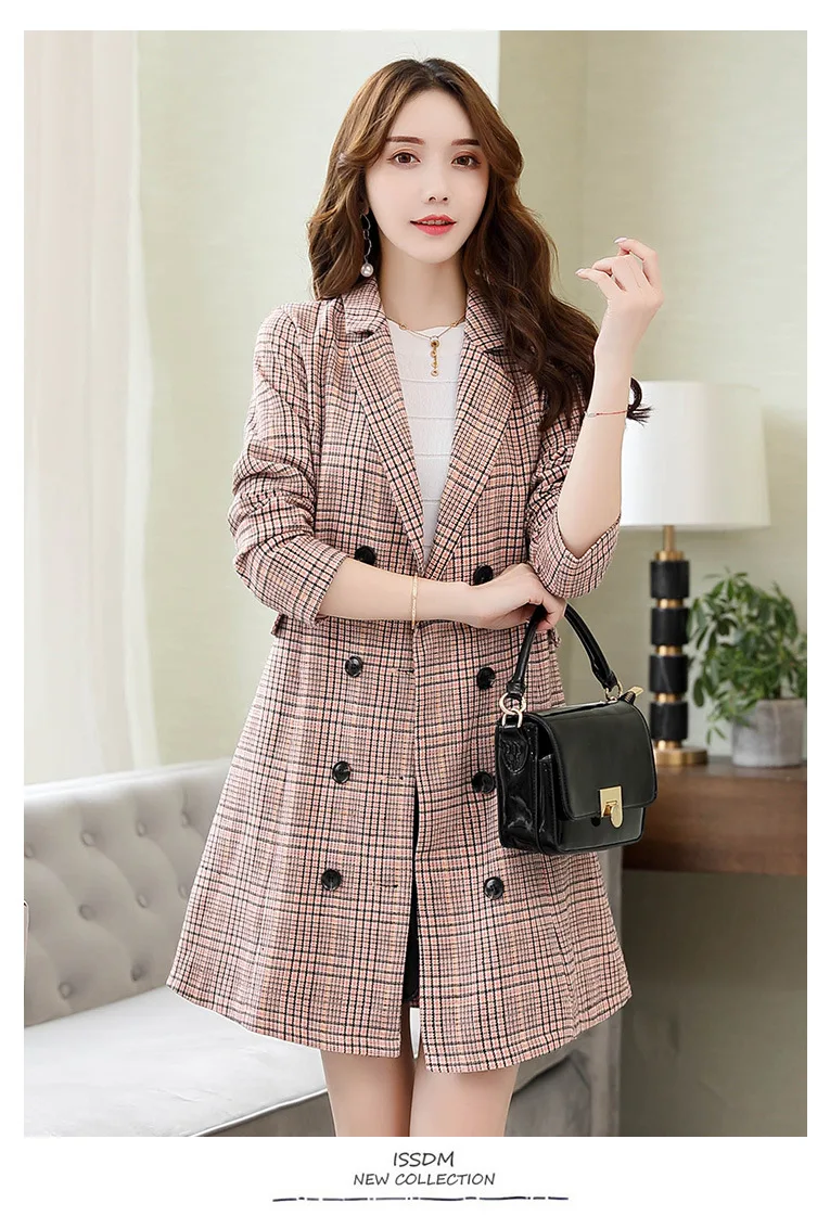 Trench Coat Women's Autumn Fashion Literature And Art Cool Versatile Comfortable Soft Sweet Cute Elegant Plaid Mid-length