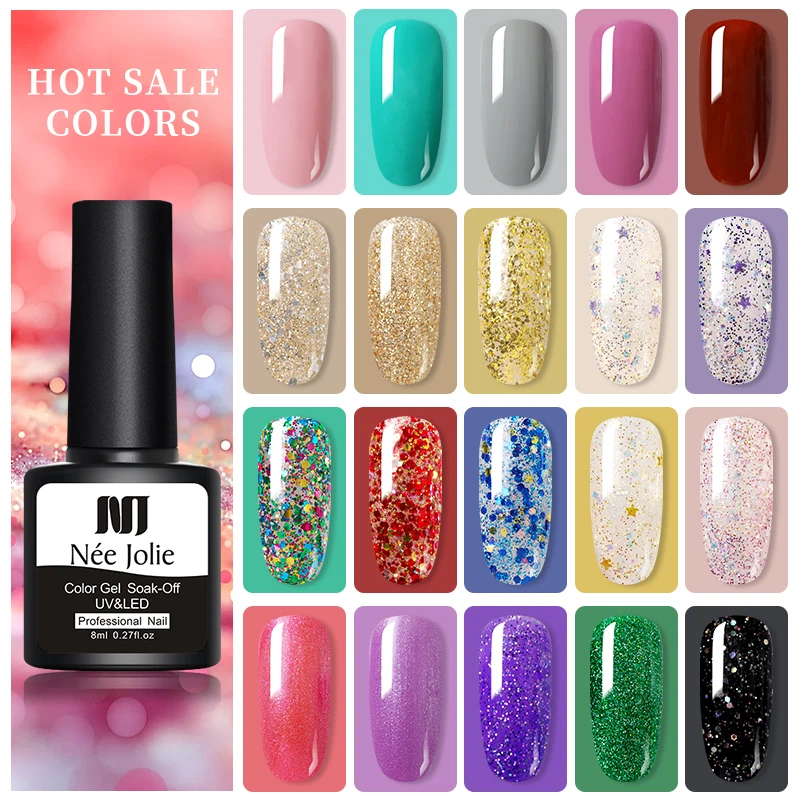 NEE JOLIE Nail UV Gel Polish 60 Colors Gray Red Color Varnish Soak Off 8ml For Decoratio | Красота и здоровье