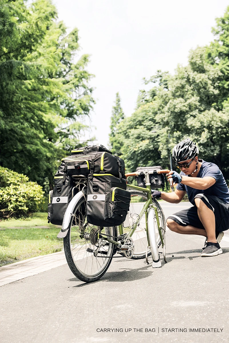 WEST BIKING сумка для горного велосипеда 3 в 1 Водонепроницаемая велосипедная сумка для багажника двухстороннее заднее сиденье для велосипеда чемодан 75л велосипедная сумка