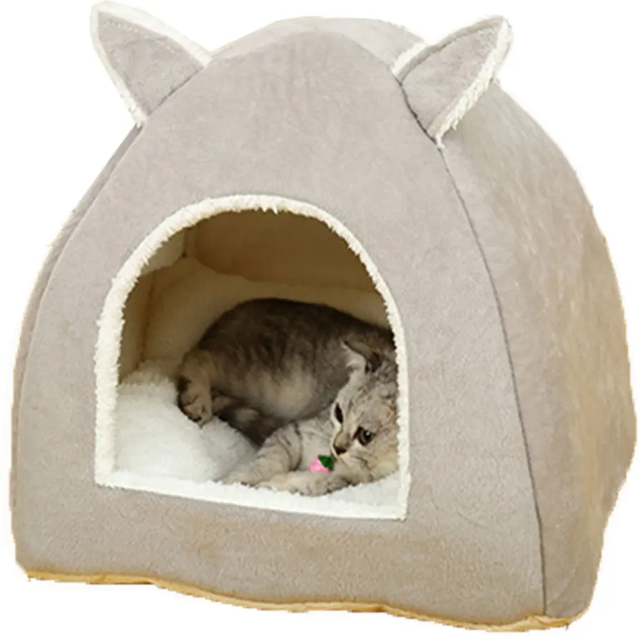 Winter Warm Pet Cat Bed House Foldable Pet Beds Tent with Mattress Removable Puppy Cage Cat tent Nest Puppy Dog Kennel