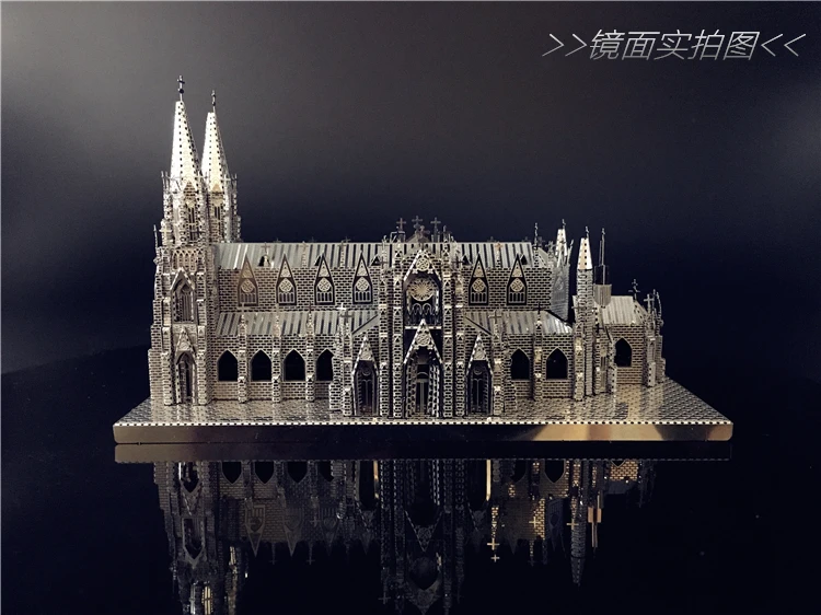 Нью-Йорк, церковь Святого Патрика, 3D головоломка, металлические Развивающие игрушки для взрослых и детей, светодиодный светильник, статуя, настольная лампа, домашний декор, новинка, светильник s