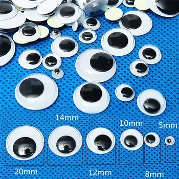 

520pcs 5-20mm Acrylic Plastic Black White Wiggly Wobbly Googly 3D Dolls Eyes Self-adhesive Scrapbooking Crafts Mixed Size