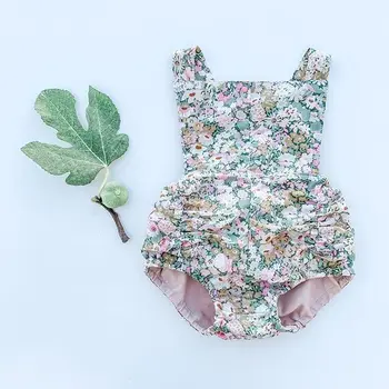 

Breathable Baby Girls Sleeveless Romper, Sweet Style Summer Infant Floral Printing Jumpsuit Clothing for Travel Vacation