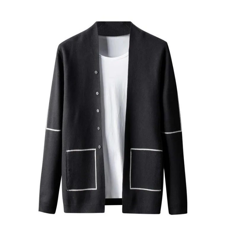 Mens Sweaters 2020 Autumn New Knit Sweater Solid Pinstripe Casual Long Sleeved Cardigan Sweater Tide Coat Plus Size Sweater Mens Sweaters 2020 Autumn New Knit Sweater Solid Pinstripe Casual Long Sleeved Cardigan Sweater Tide Coat Plus Size Sweater