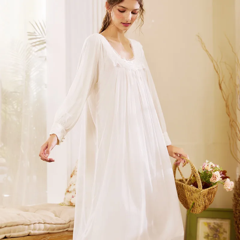 Autumn New Lace Women Nighgown Sexy sleepdress Home Princess Style Sleepwear Long Sleeve Nightdress Long lovely Dress
