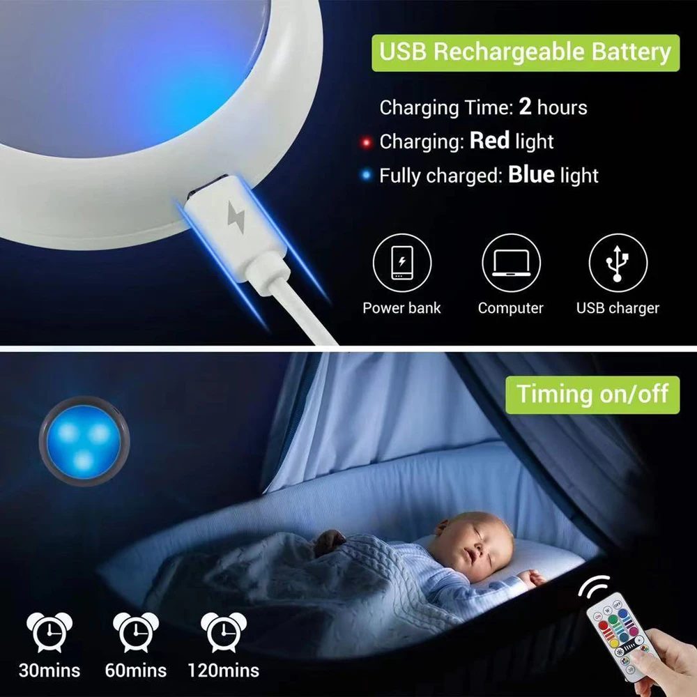 USB-vahetatav RGBW LED-kapivalgusti, 16 värvi, taimeriga, puldiga, riiuli all köögileti valgustus_voghion.com