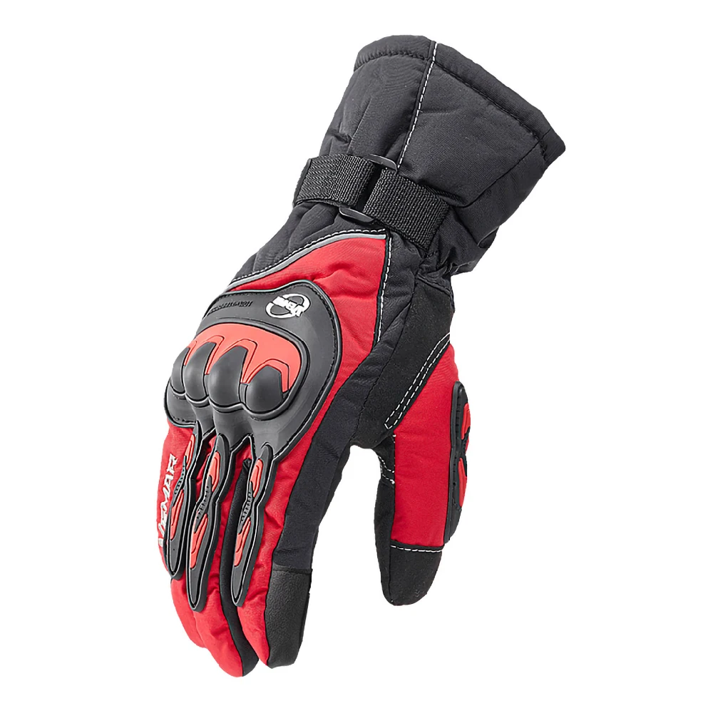 VEMAR зимние Мотоциклетные Перчатки флисовые сохраняющие тепло дышащие Guantes Moto Luvas мотоциклетные Нескользящие водонепроницаемые перчатки для мотокросса - Цвет: WP 01  Red