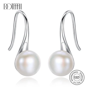 

DOTEFFIL Hot Sale 100% 925 Silver Spoon Shape Drop Earrings Natural Freshwater Pearl Earrings Jewelry Female Gift Wholesale