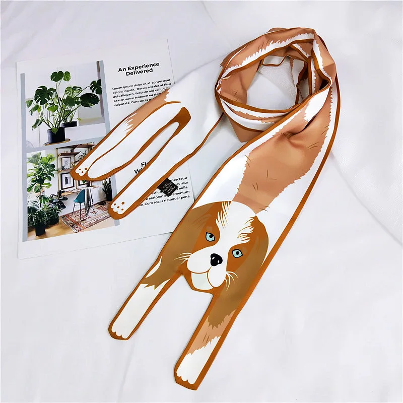 

10*120CM Animal Print Small Silk Scarf For Women Handle Bag Ribbons Brand Fashion Head Scarf Small Long Skinny Scarves Wholesale