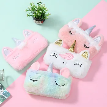 

1pcs Kawaii Pencil Case unicorn Plush School Pencil Box Pencilcase Pencil Bag School Supplies Stationery