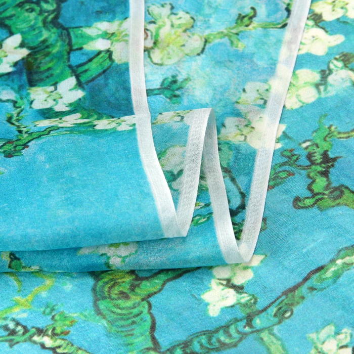 100% натуральный шелк шифон тутового дерева летняя ткань тонкий Ван Гог цветущее