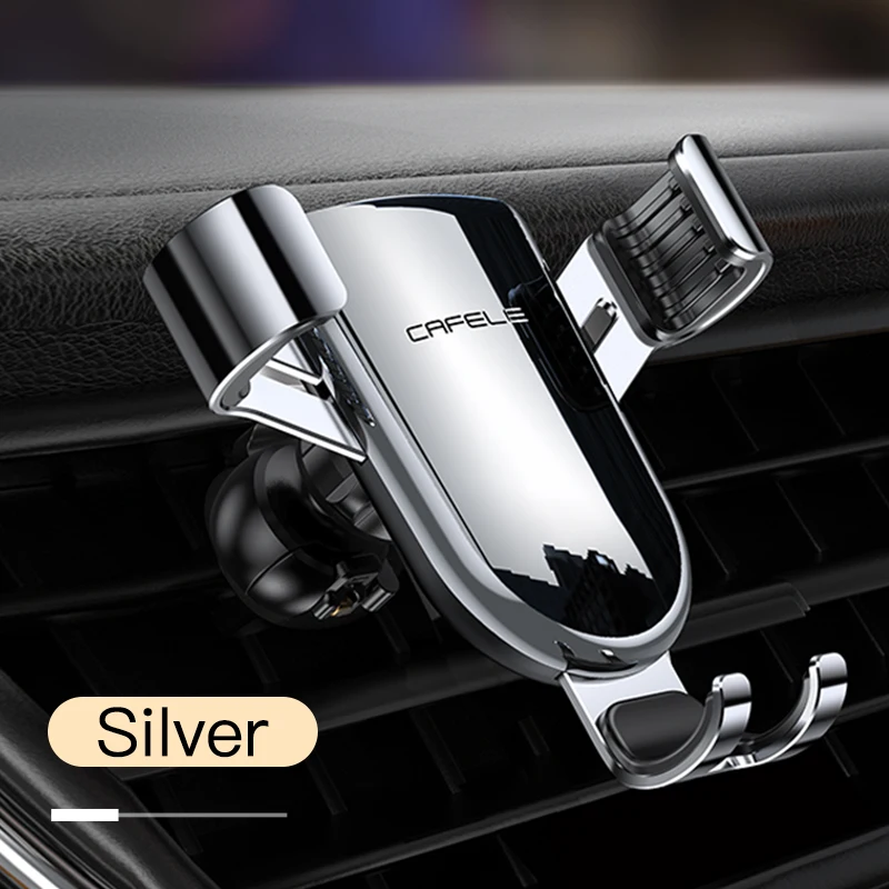 Silver Cafele авто-блокировка гравитационная автомобильная подставка для телефона на вентиляционное отверстие держатель для телефона в автомобиле вращение на 360 металлическая универсальная подставка - Цвет: Silver