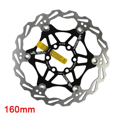 Улитка горный велосипед MTB DH 6 дюймов 160 мм 180 мм 203 мм плавающий дисковый тормоз ротор велосипедные роторы - Цвет: 160mm Black