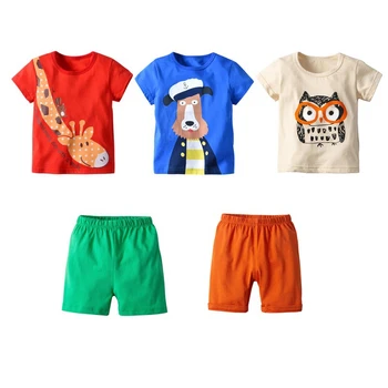 

Boys Clothing Children Summer Boys Clothes Cartoon Kids Boy Clothing Set Three T-shit+Two Pants Cotton24