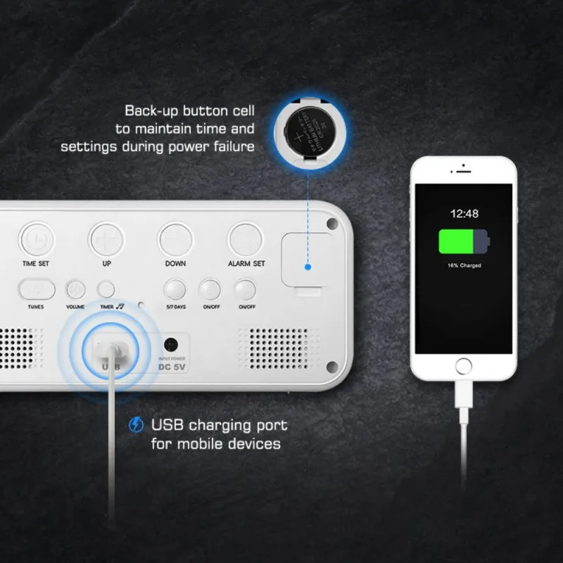 HwLED отключить Будильник цифровой Настольный гаджет Цифровой USB заряженный цифровой дисплей фосфоресцирующие часы супербесшумные для дома спальни