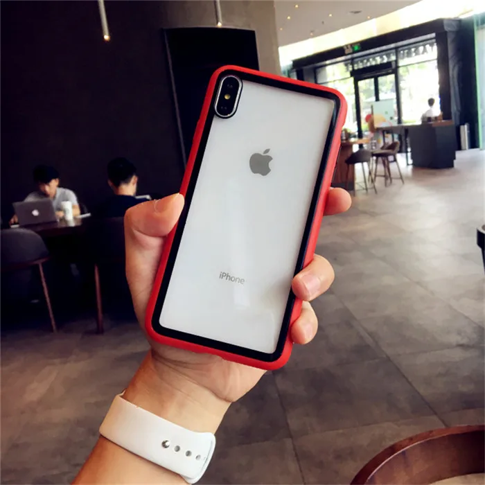 Прозрачный защитный чехол из закаленного стекла для iphone 11 11Pro Max XS Max X XR чехол для iphone 7 8 6 6s Plus - Цвет: Красный