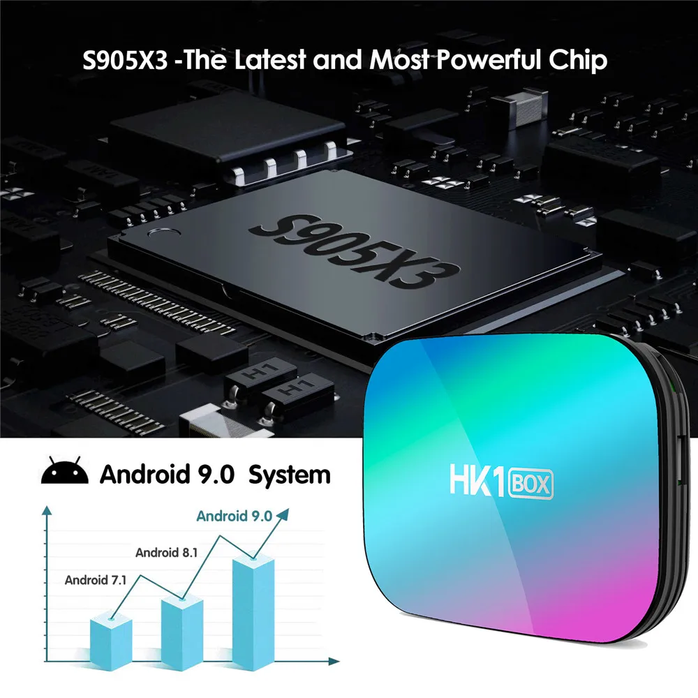 HK1 Box Amlogic S905X3 Smart Android 9.0 TV BOX 4GB RAM 32GB 64GB 128GB ROM 2.4G 5G wifi Bluetooth 4K UHD Set Top Box vs H96 MAX
