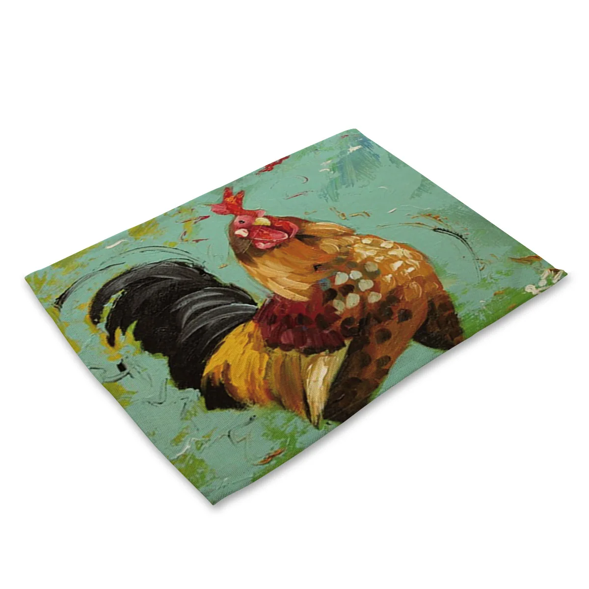 Картина маслом с изображением животного петуха льняные салфетки для кухонного стола подставки для напитков американский кантри дизайнерские вечерние украшения - Цвет: Oil Painting Cock 09