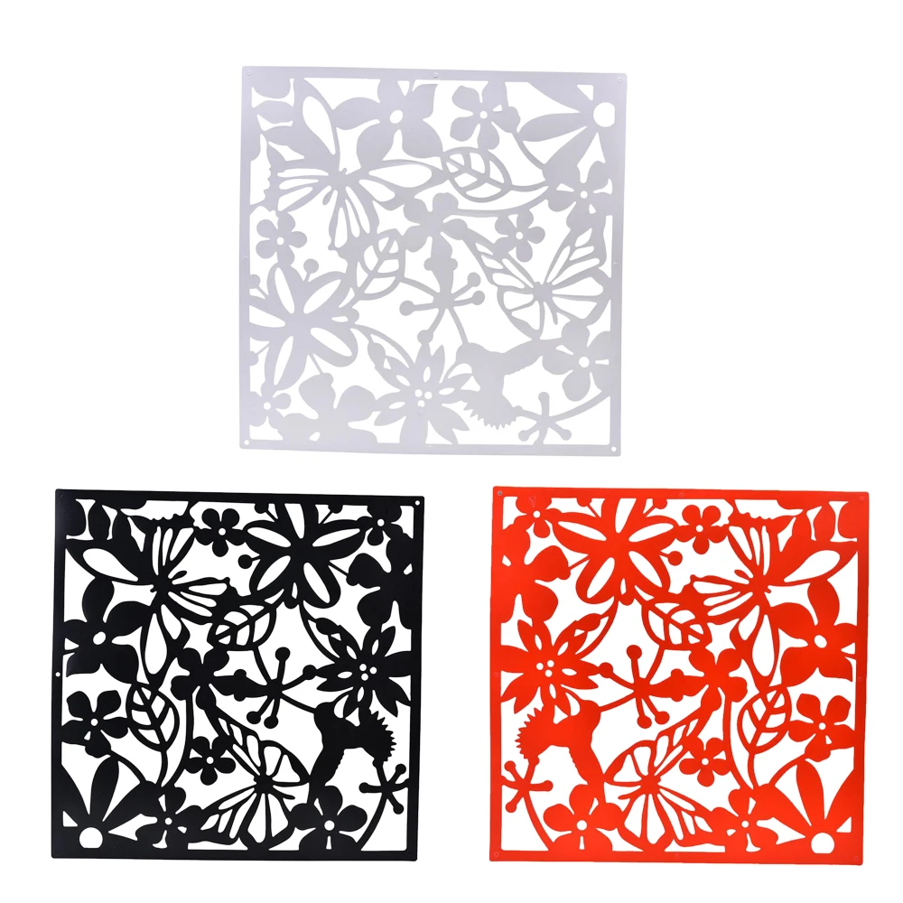 12 Pcs Safety PVC Hanging Room Dividers Screen Panel with Butterfly Flower and Bird for Decoration White & Red & Black