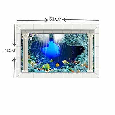 Индивидуальные HD 3D аквариум фон плакат с самоклеющейся Океаническая рыба Танк Декор на стену пейзаж фон - Цвет: L24 x H16 inch
