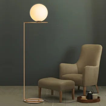 

Post-modern LED glass ball floor lamp vertical lamp Nordic personalized bedroom bedside living room sofa ball floor lamp