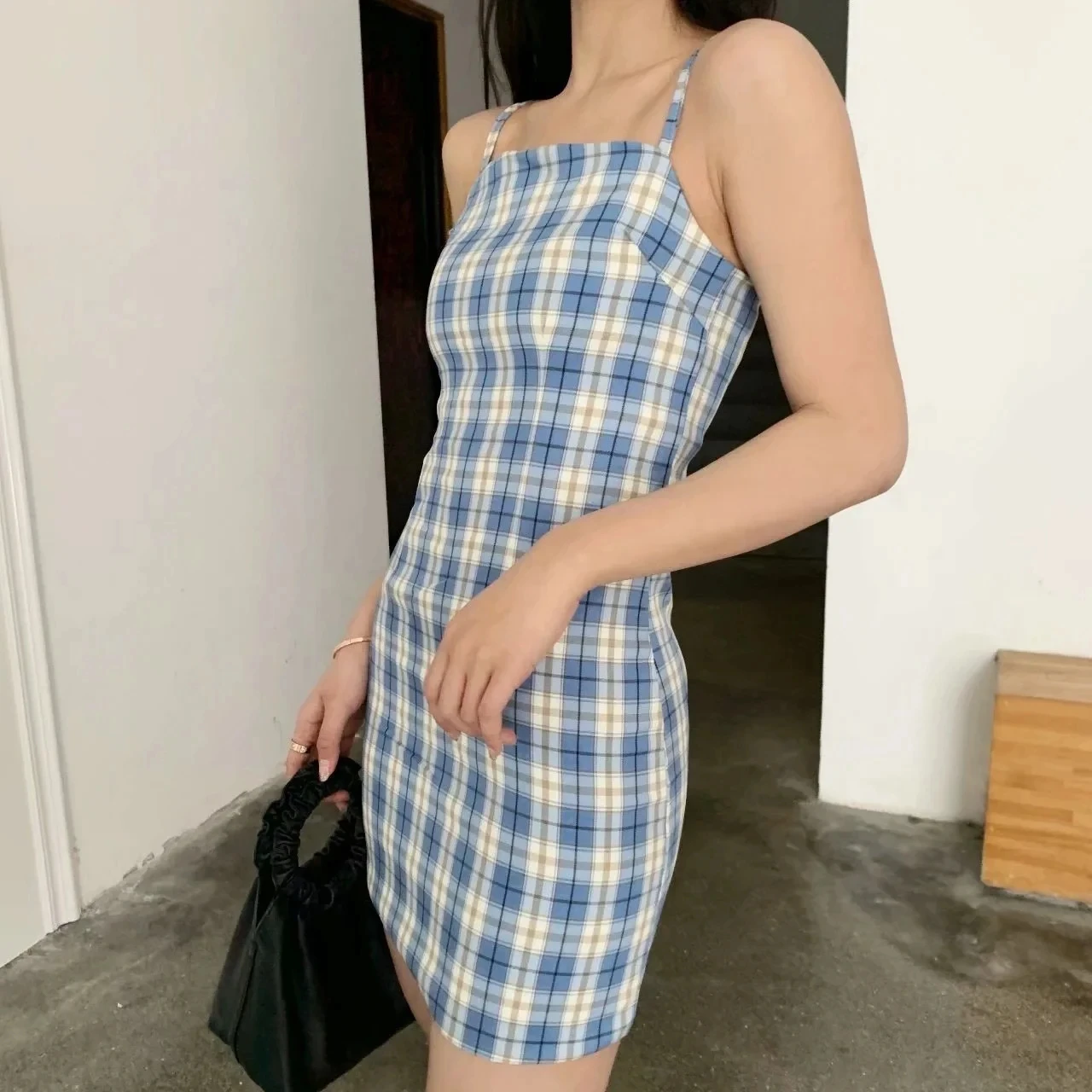 short checkered dress