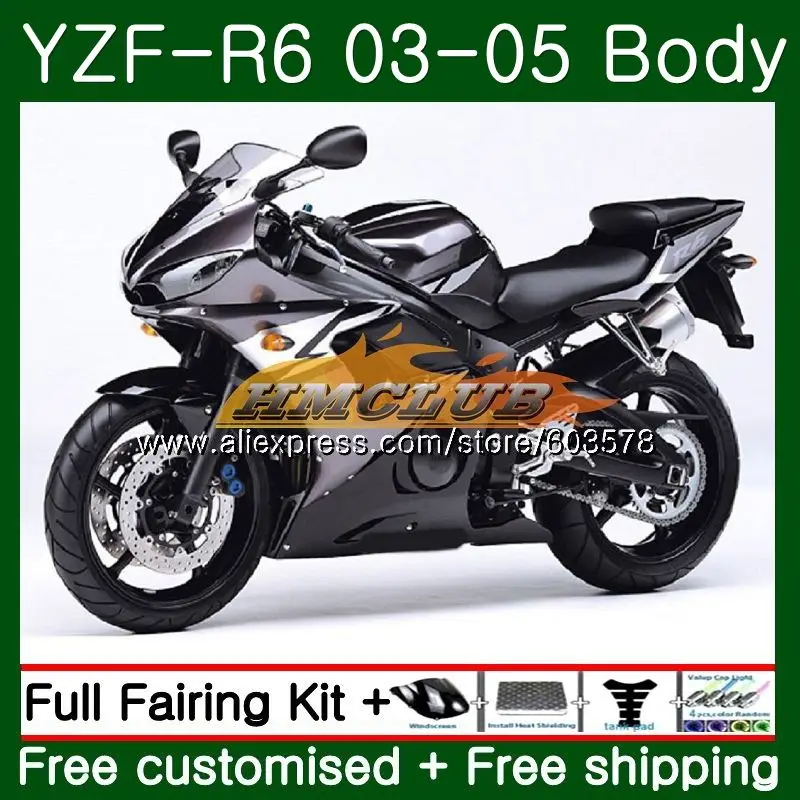 Корпус для YAMAHA YZF600 YZF R6 YZF-R6 2003 2004 2005 Кузов 54CL. 7 YZF 600 R 6 YZF-600 YZFR6 03 04 05 серебристо-серый обтекатели