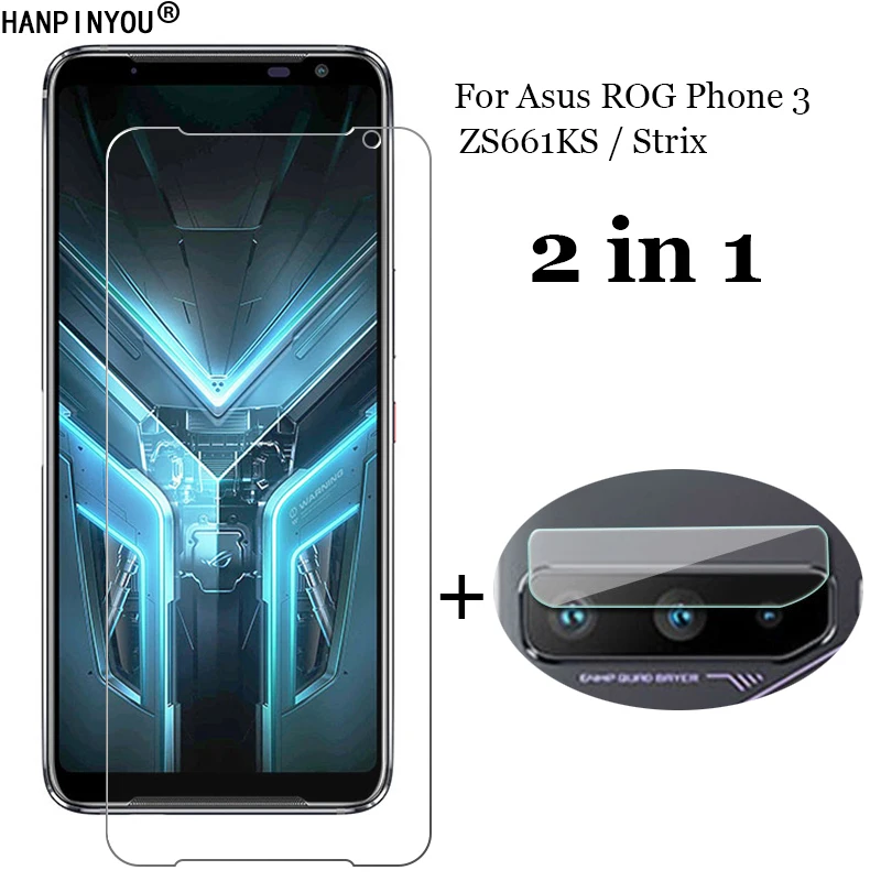 2-in-1 Tempered Glass For Asus ROG Phone 3 ZS661KS / Strix Camera Lens Protection Film + Front Screen protector Guard afbeelding