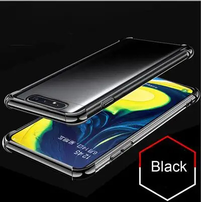 Красный цвет для samsung galaxy A80 Чехол подушки безопасности буфера полная защита чехол для galaxy A80 ТПУ ударопрочный задняя крышка galaxy a80 - Цвет: Черный