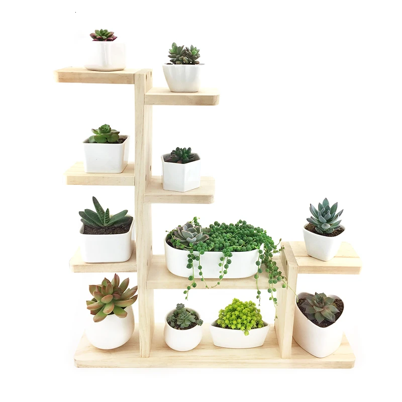 Airs Room Introspection Space Balcony Multi-storey Solid Wood Small Flower Rack Northern Europe Botany Frame - Цвет: Horselogcolor