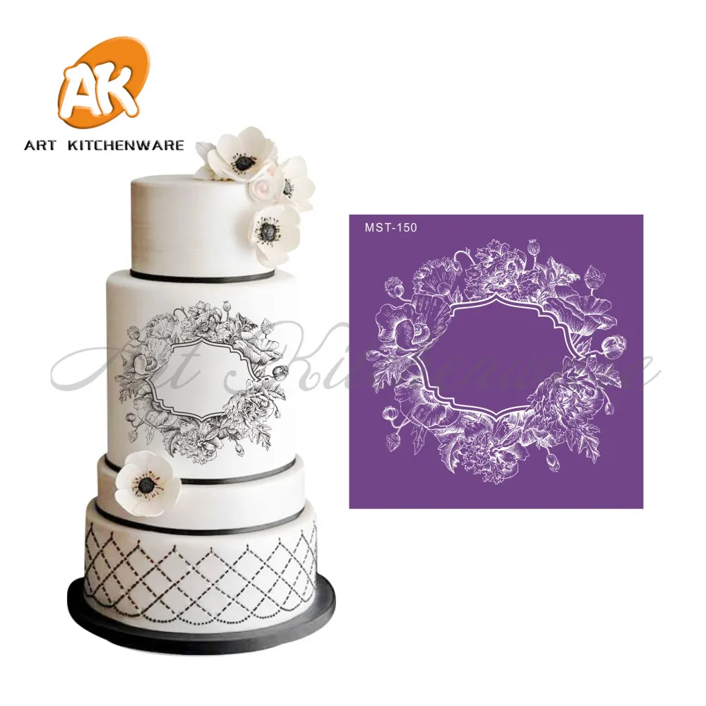 

Blooming Lotus Mesh Stencil Cake Stencil Wedding Decoration Cake wedding decoration Tools Soft Fabric Stencils for Fondant Cake