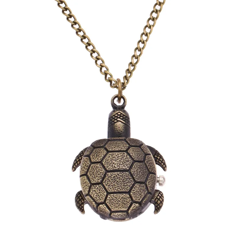 

Creative Bronze Turtle Pocket Watch Bracelet Quartz Wrist Watch Fashion Chain Clock Gift