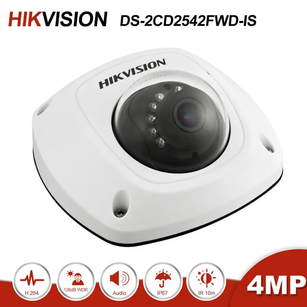 Hikvision DS-2CD2542FWD-IS 4MP купольная POE ip-камера с аудио домашней/наружной безопасности ИК 30 м CCTV видеонаблюдение H.264