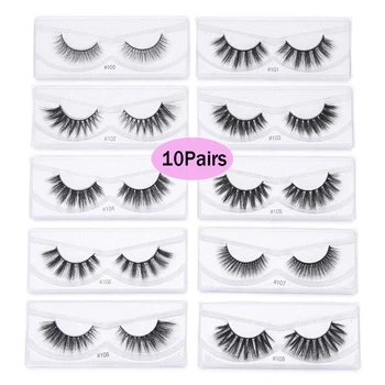 

10Pairs 3D Mink False Eyelashes Handmade Natural Lashes Wispy Fluffy Eyelashes Eye Makeup Lash Extension Eye Makeup Tools