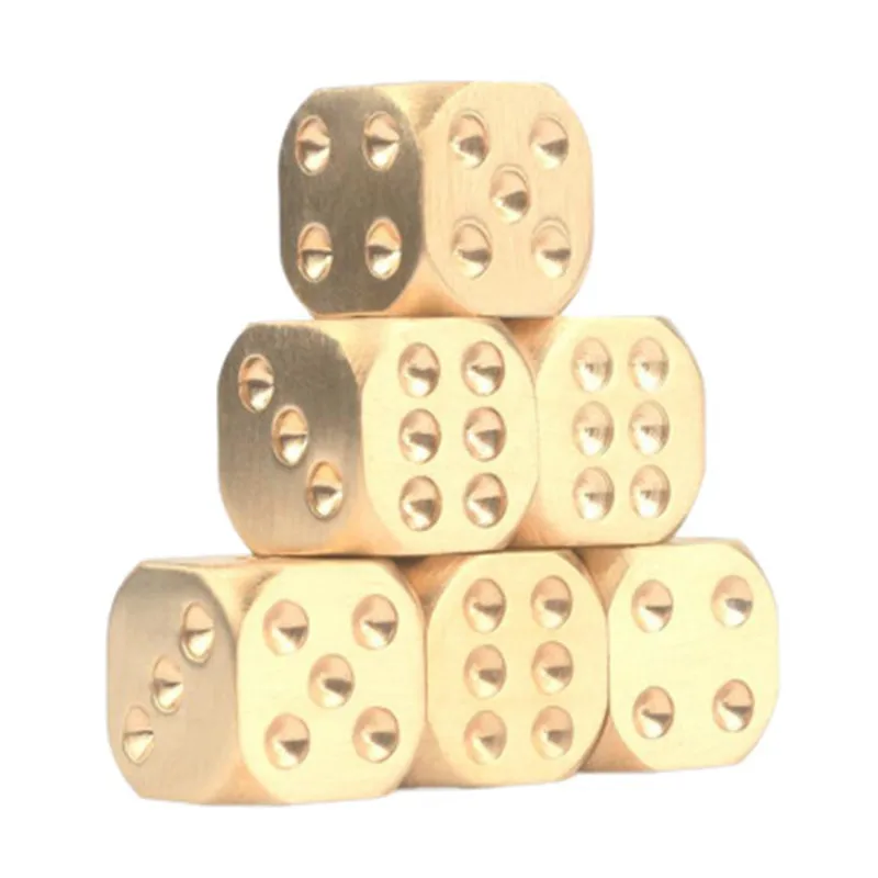 

2pcs Golden Pure Color Dices Copper Polyhedral Metal Solid Heavy Dice Playing Game Tool 13X13X13mm 15X15X15mm