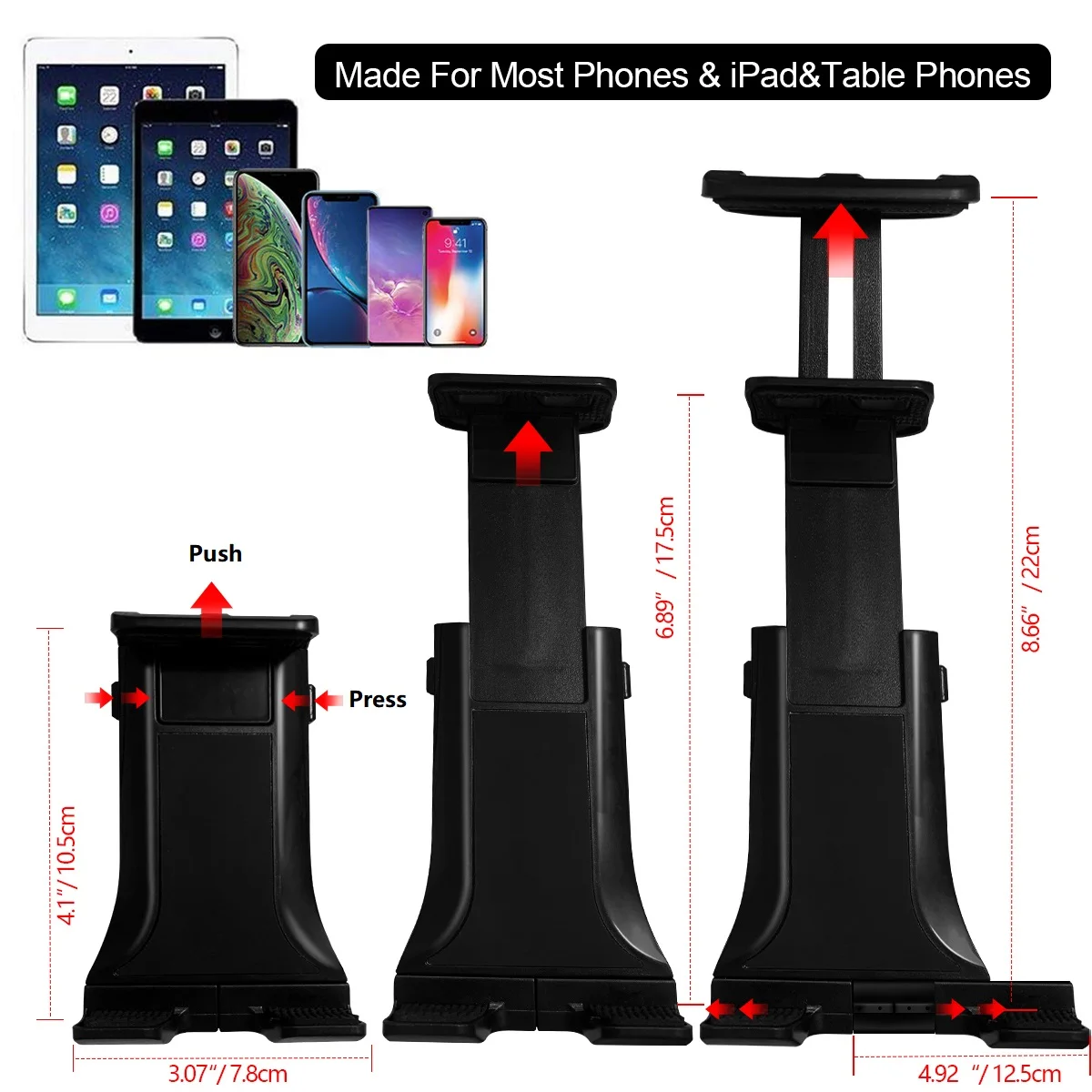 Автомобильный подголовник держатель планшета для iPhone 11 Pro Max XS XR 8 Универсальный Регулируемый автомобильный держатель заднего сиденья подставка для samsung huawei