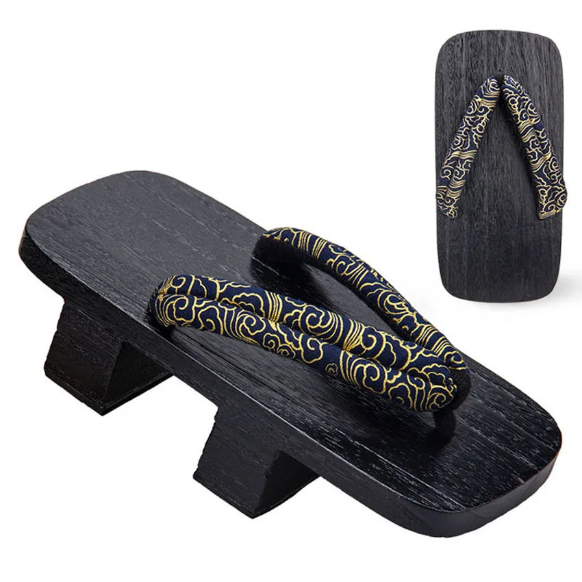 Japan Samurai Paulownia Dragon Print Geta Clogs for Man Wooden Sandals Outdoor Ethnic Cosplay Chinese Shoes with Socks cosplay shoes work clog shoes
