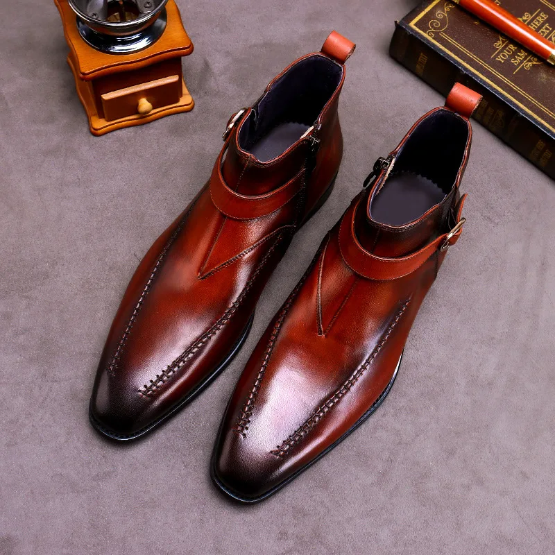 

Chelsea Boots MEN'S Leather Shoes Bootie Men's Boots Spring Short Leather Boot England Martin Boots Men's Chelsea