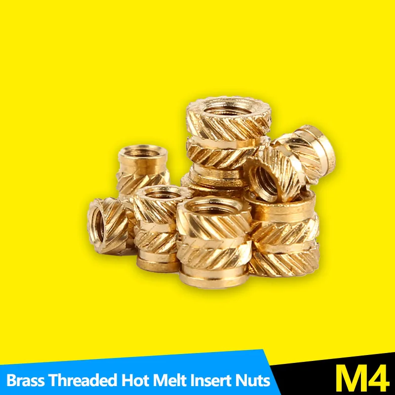 Thread Brass Knurled Inserts Nut Heat Set Insert Nuts Embed Parts Female Pressed Fit into Holes for 3D Printing M3 M4 50Pcs
