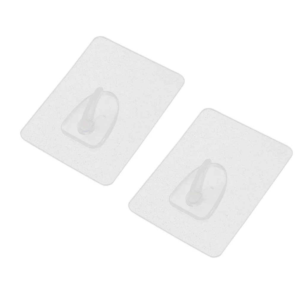 

2pcs Square Adhesive Wall Hook Traceless Sticky Clothes Towel Coat Hanger for Home Kitchen Bathroom Ornament - 8x6cm