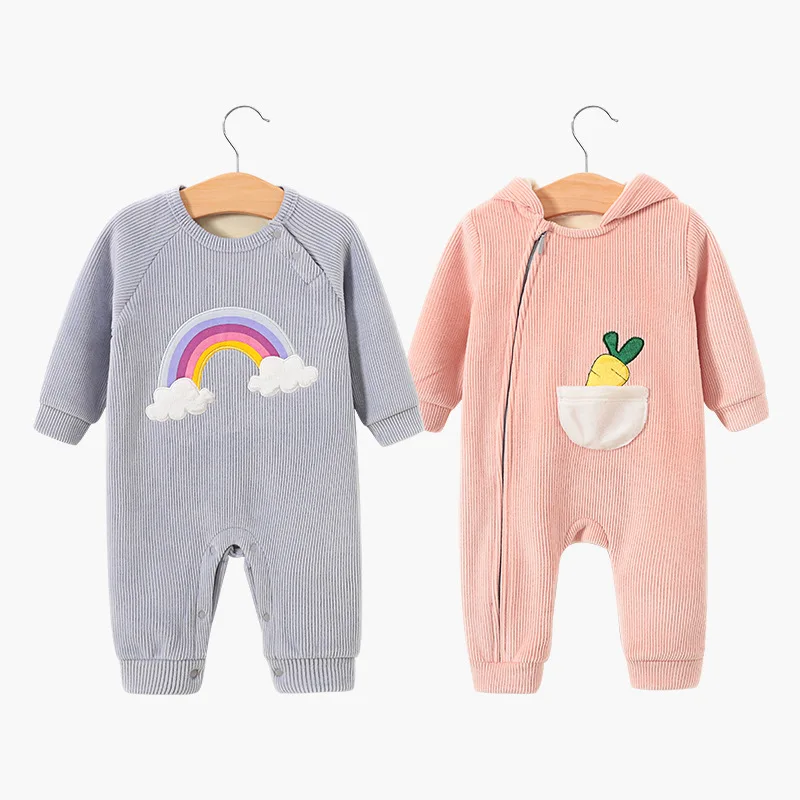 

2019 Autumn and Winter Baby Onesies Baby New Baby Cotton Clothes Newborn Spring and Autumn Hooded Romper