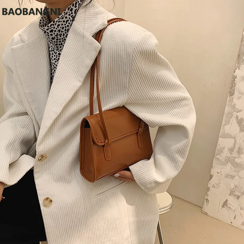

Fashion Textured European and American Retro Ladies Bag Simple One-shoulder Female Bag Oily Leather Western Style Briefcase