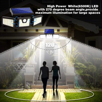 

70/188LED Solar Light Motion Sensor Light Three Heads Rotatable Solar Induction Lamp Waterproof Wall Security Lamp For Outdoor